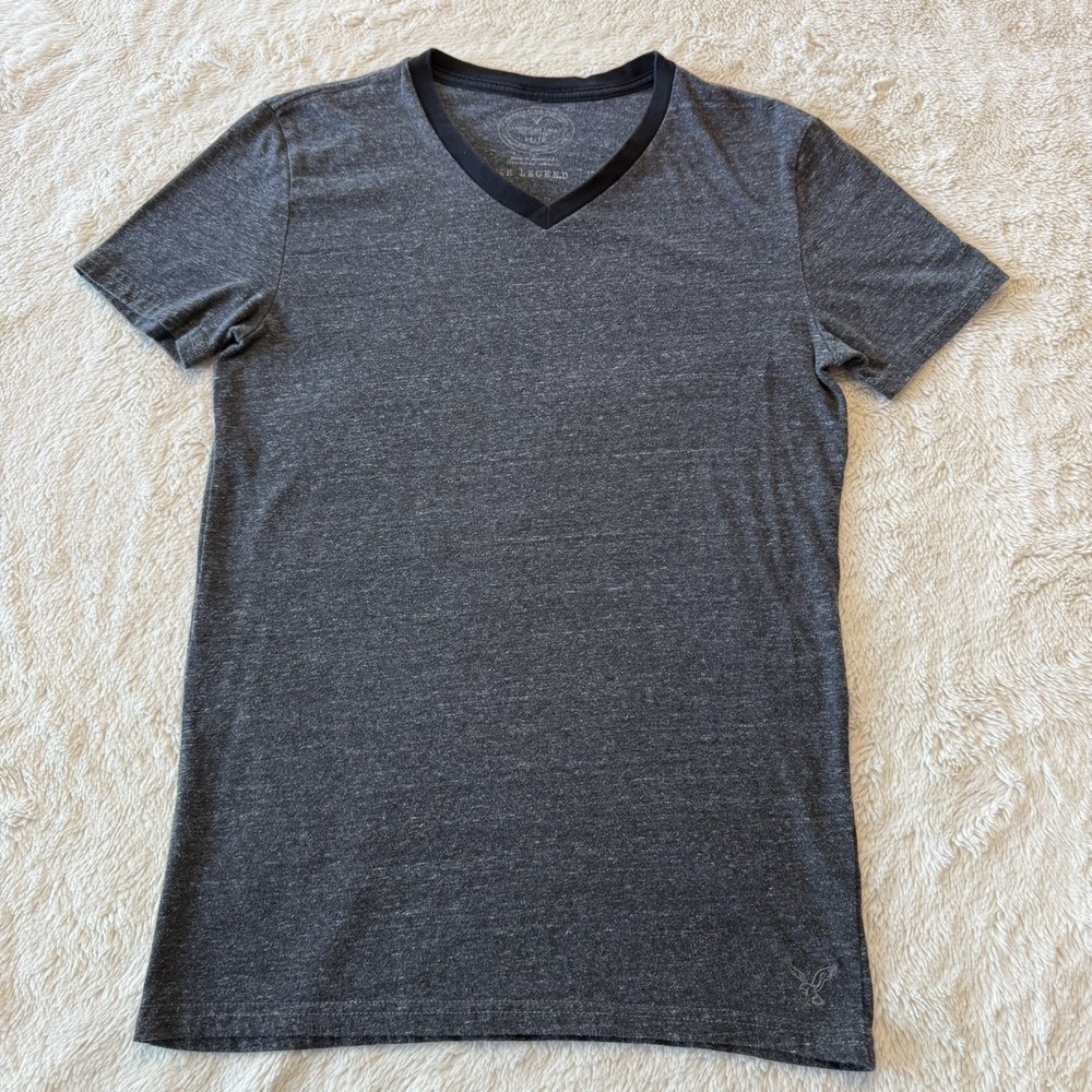 American Eagle Athletic Fit T-Shirt Men XS Gray V Neck Legend